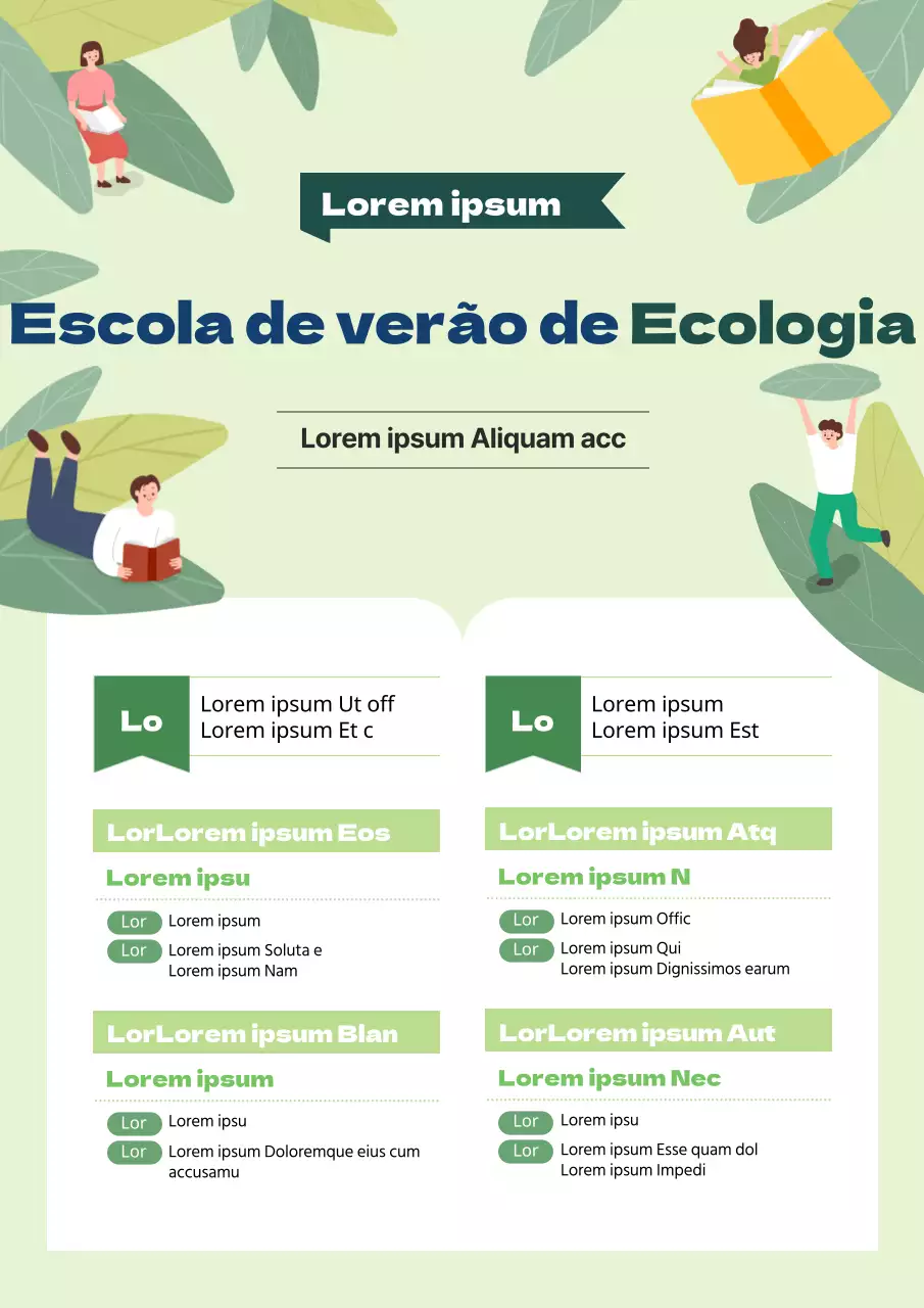 Plano temático verde-limão sobre a natureza e a leitura