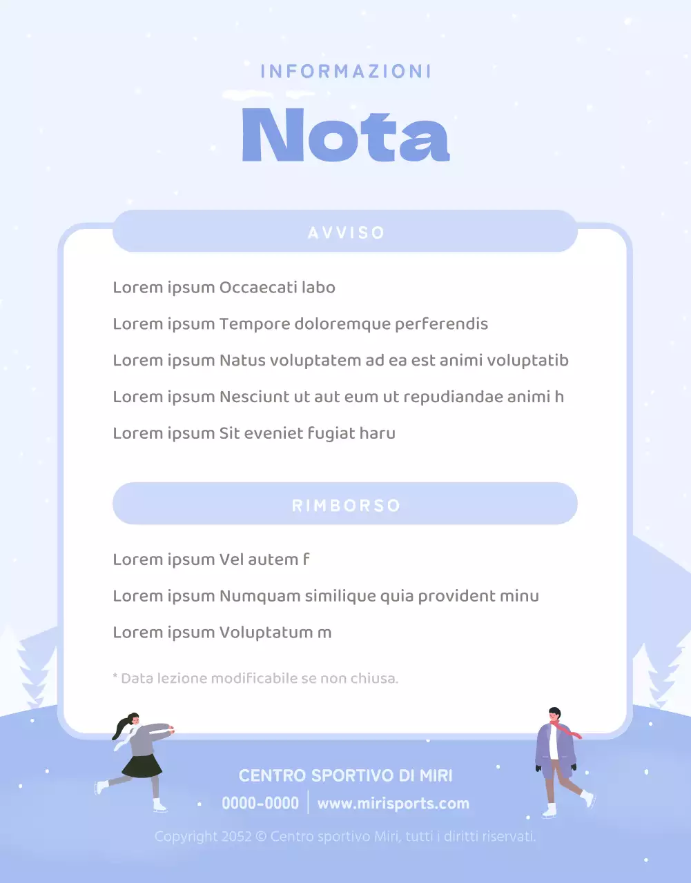 Guida alle lezioni di pattinaggio invernale in bianco e viola