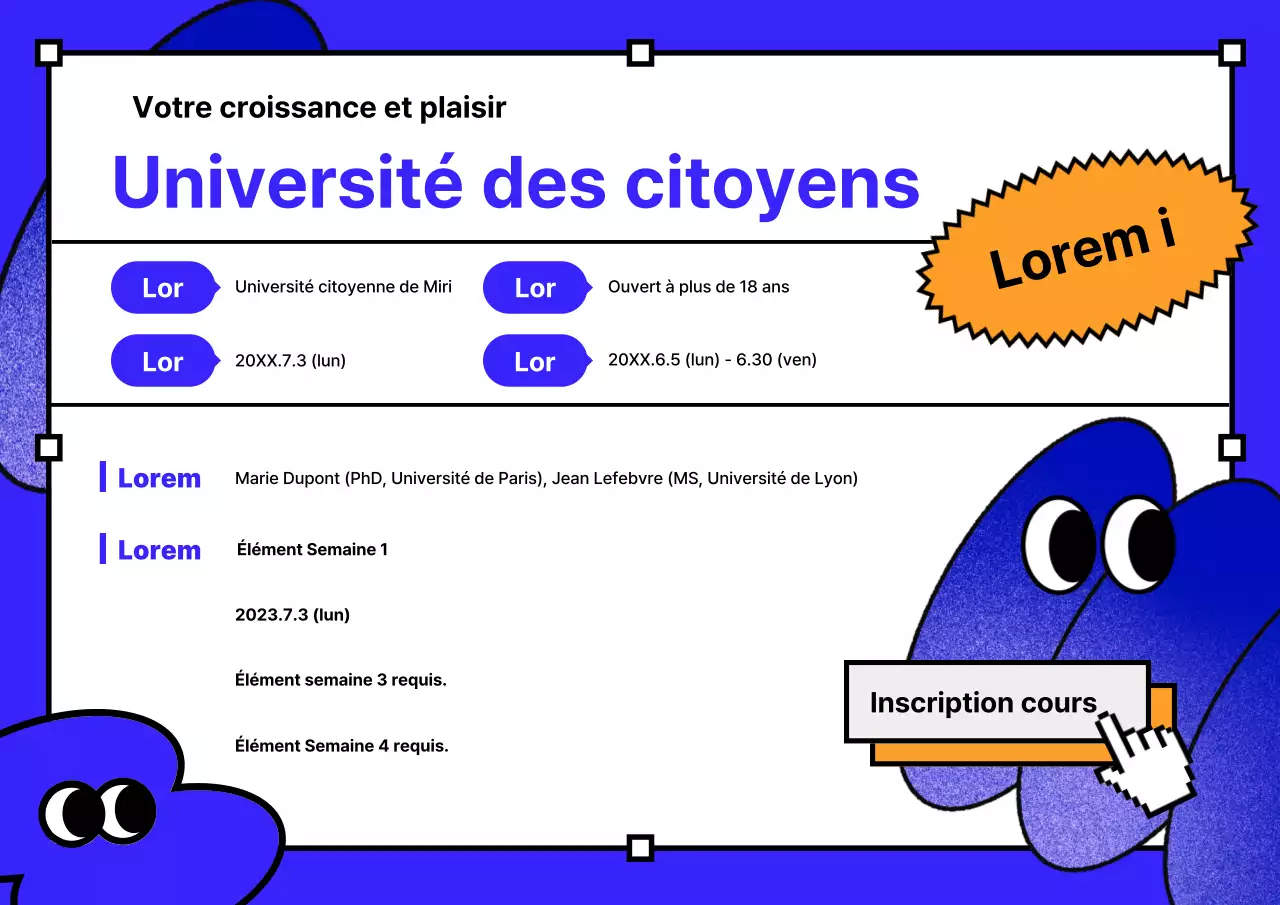 Promouvoir les conférences universitaires en utilisant des motifs géométriques en bleu