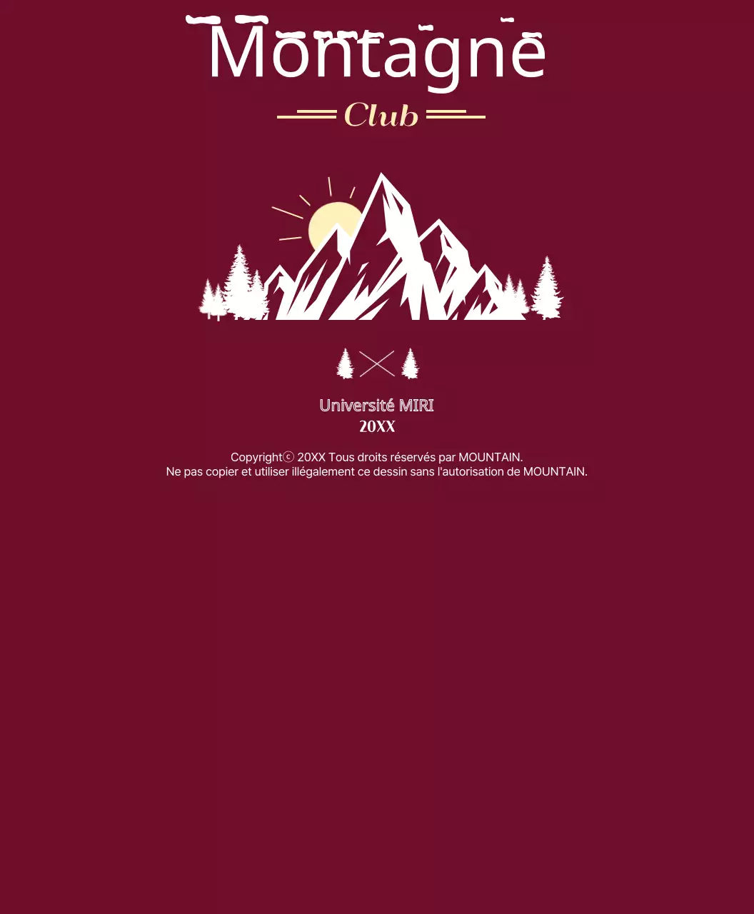 T-shirt de l'équipe du club d'alpinisme avec montagnes et soleil