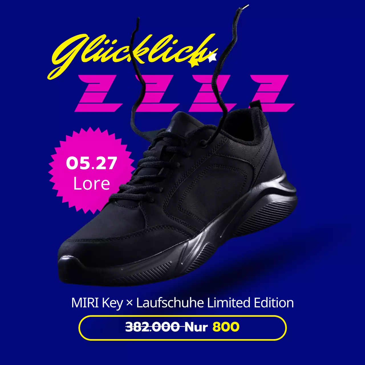 Ordentliche Lucky Draw-Anleitung auf blauem Hintergrund