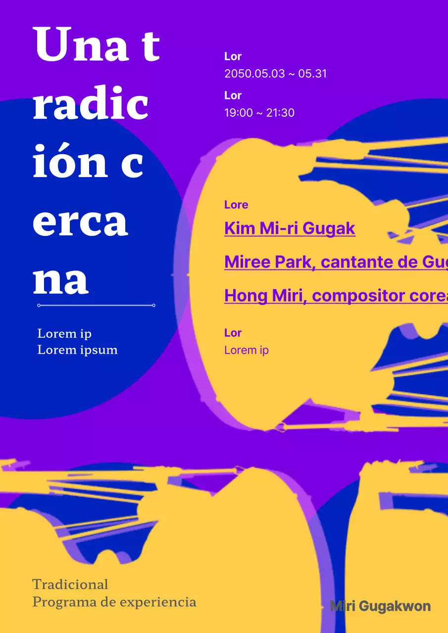 Viva la cultura tradicional en amarillo y morado