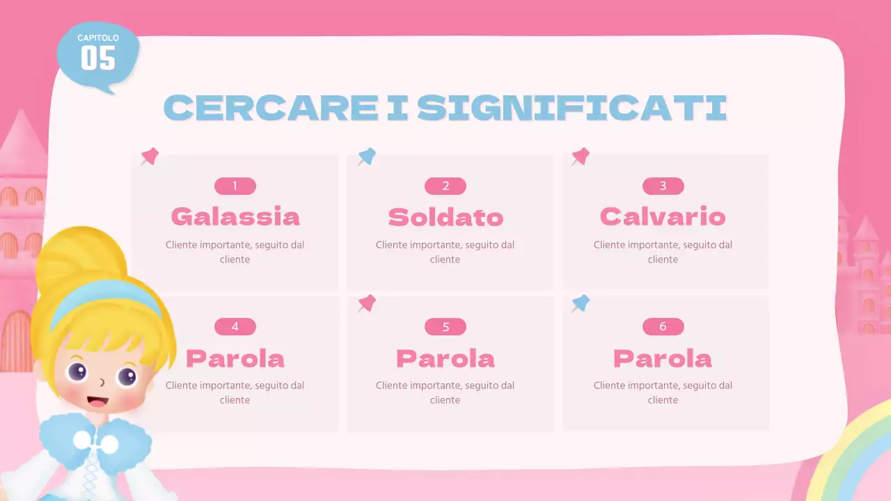 Lezione di recitazione di una simpatica principessa rosa