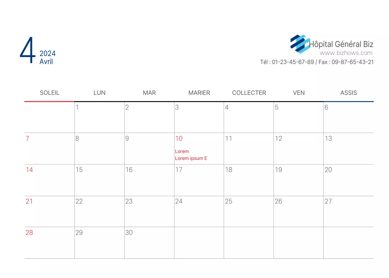 Hôpital simple blanc marine