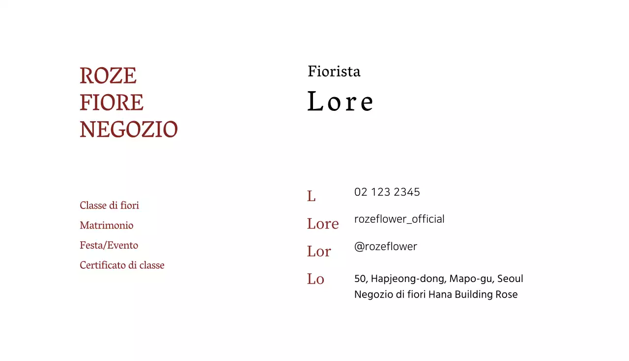 Disegno marrone illustrazione fiorista biglietto da visita