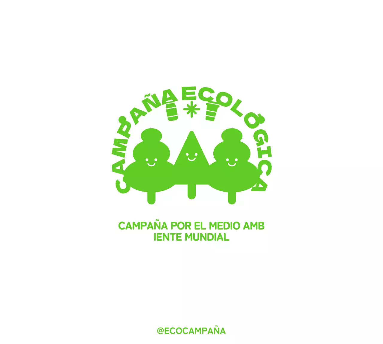 Campaña ecológica de estilo con adorables personajes de madera y combinaciones de texto