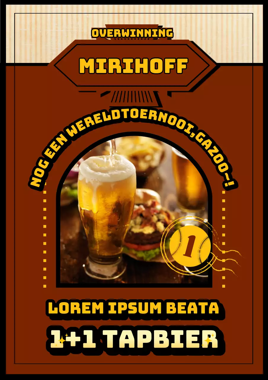 Rood en geel retro concept hop huisbier evenement