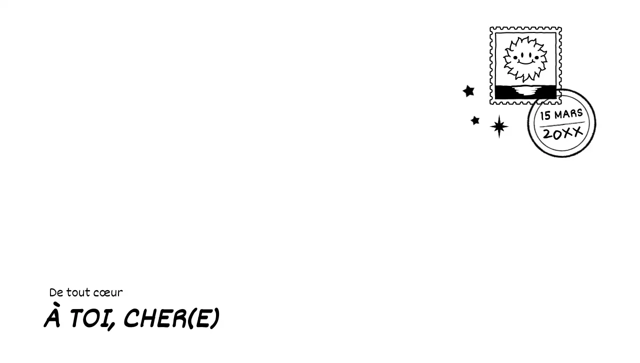 Pour les lettres avec une jolie illustration de timbre avec un concept dessiné à la main en noir