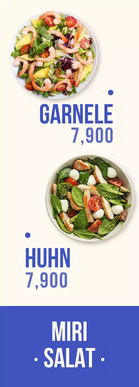 Ein kühles und erfrischendes Salatbanner mit blauen Akzenten