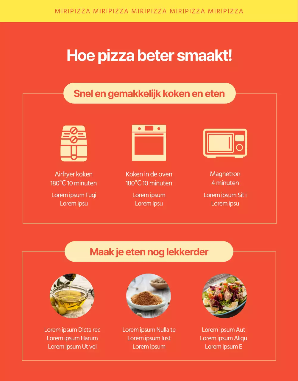 Oranje en elleboogkleurige pizza financiering details