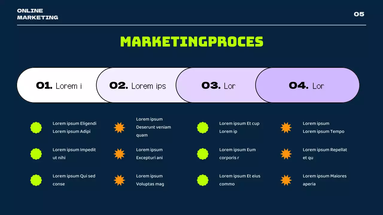 Een retro social media-thema in marineblauw en neonkleuren