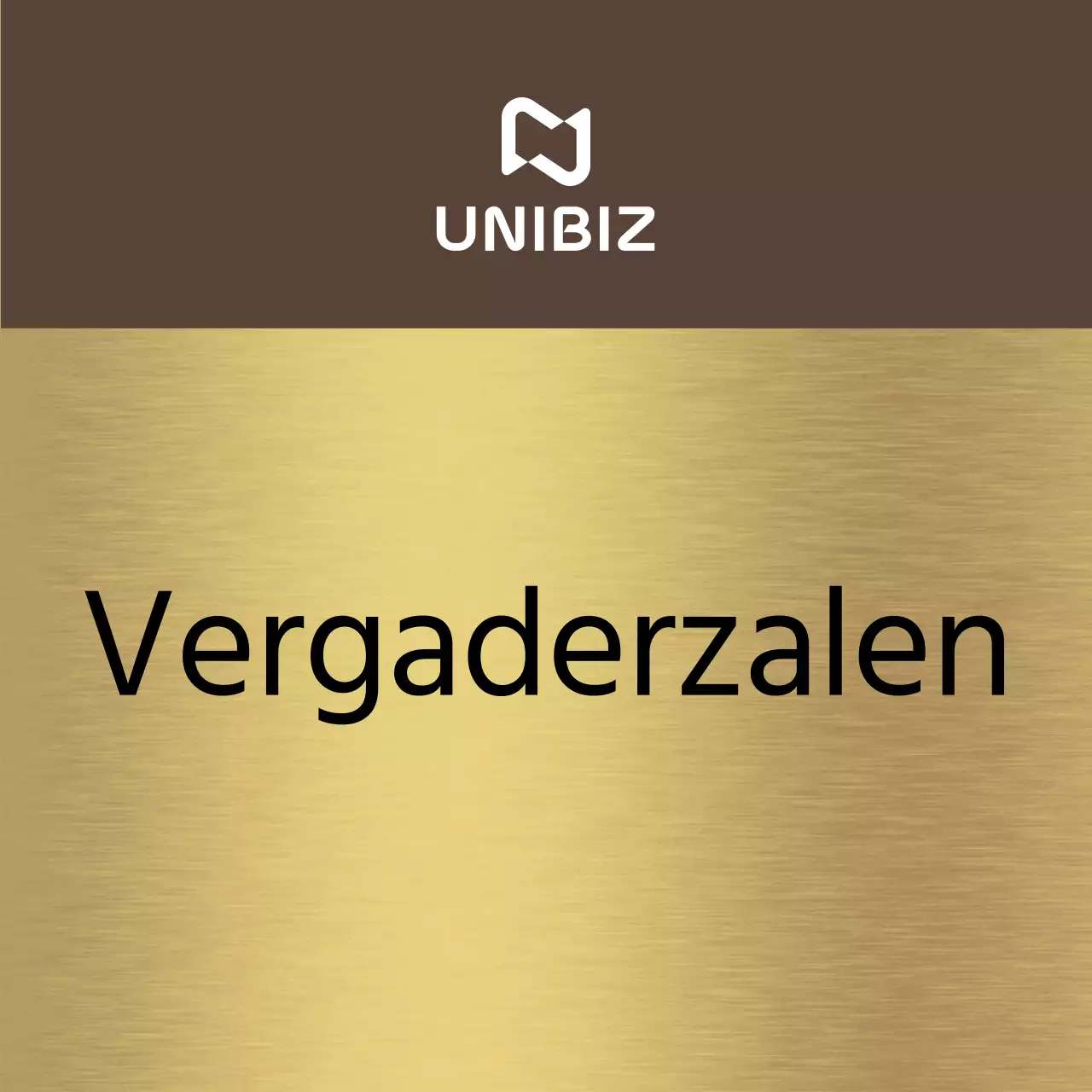 Eenvoudig plaatsaanduidingsteken met bruine en zwarte namen van bedrijfsafdelingen en vierkante vormen