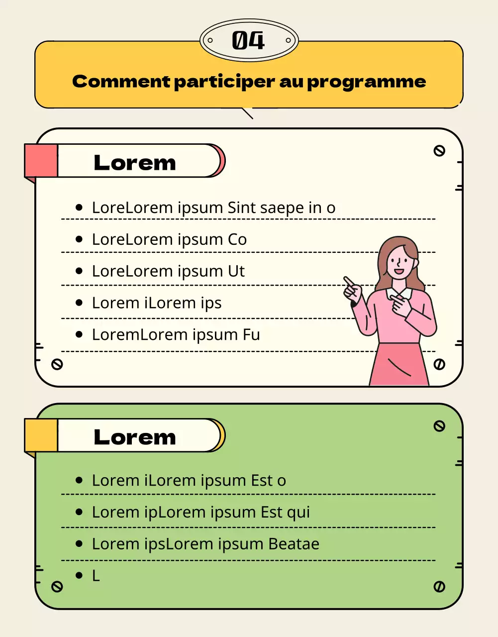 Mise en page fractionnée jaune et rose Guide de participation aux visites culturelles locales