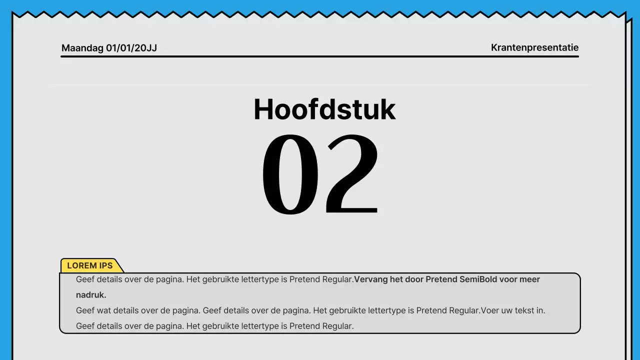 Gedurfde lijnen en aandachttrekkende presentatie in een krantenconcept met gele en lichtblauwe accentkleuren