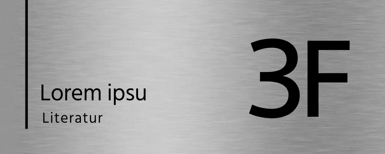 Einfache Platzhalterbeschilderung mit schwarzem Text und Linien für den Namen des Schulflurs.