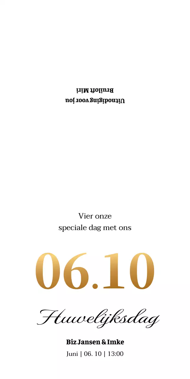 Eenvoudige witte en gouden huwelijksuitnodigingen