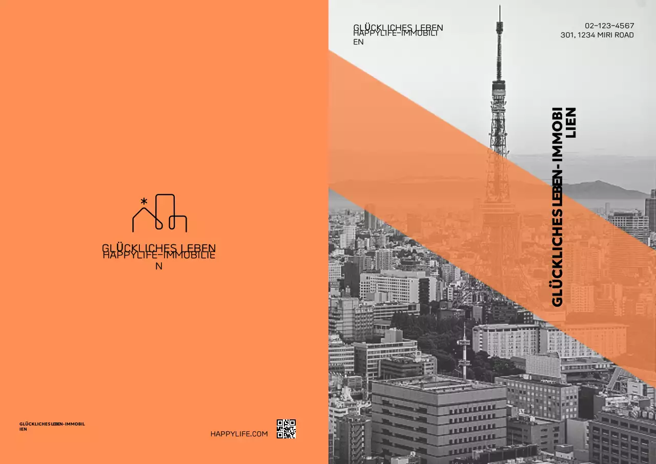 Orange moderne Immobilienanzeige