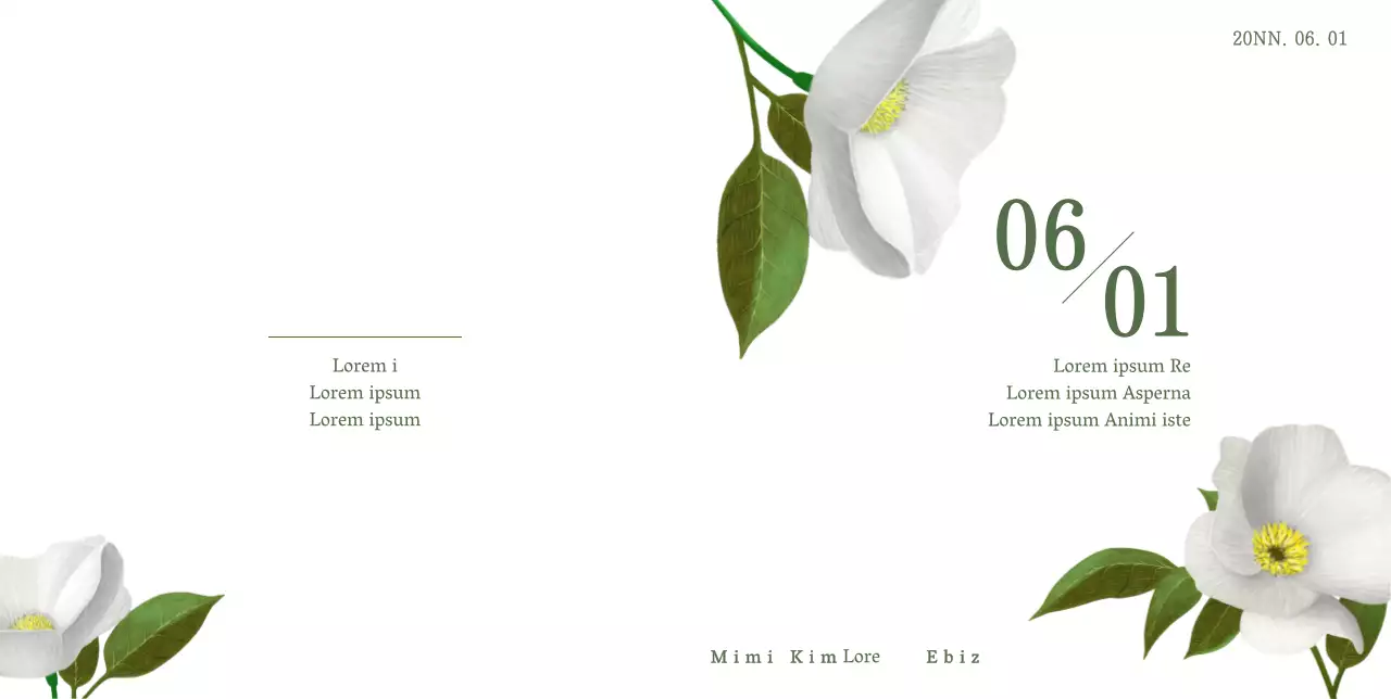 Hochzeitseinladung mit Hervorhebung des Datums in weißen Blumen