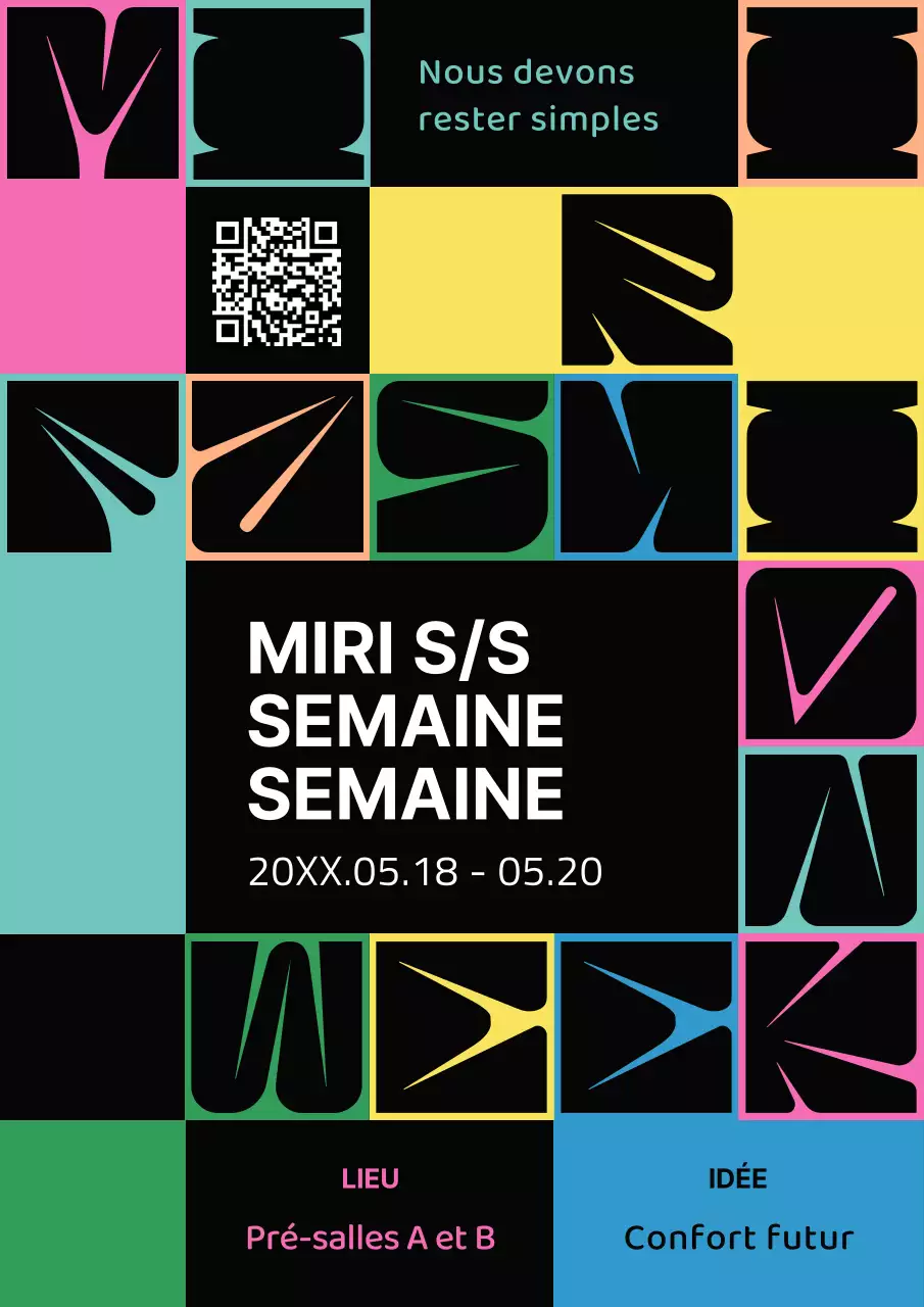 Événements de la semaine de la mode avec des formes colorées inspirées des défilés