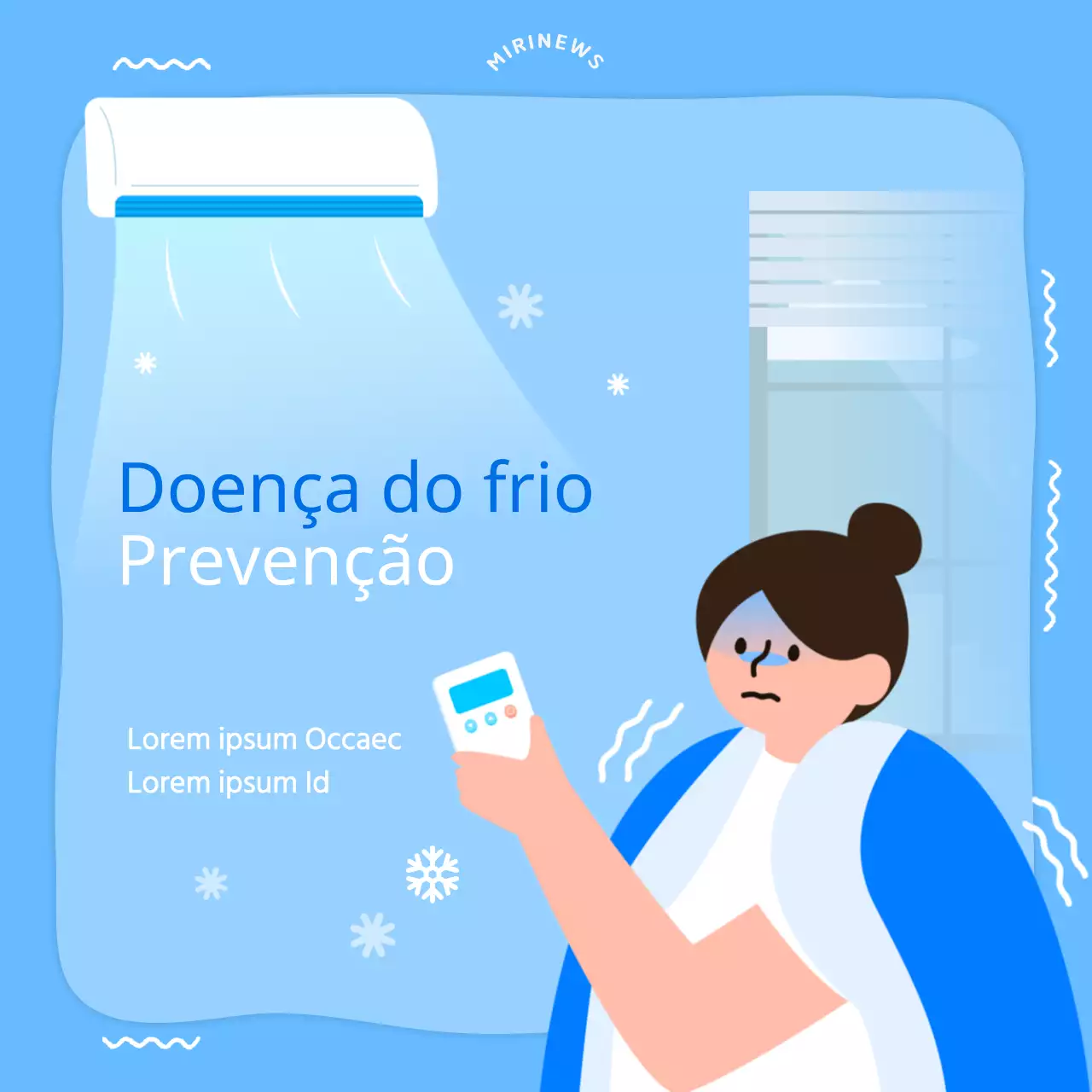 Ilustração em azul claro Como evitar ficar doente no verão