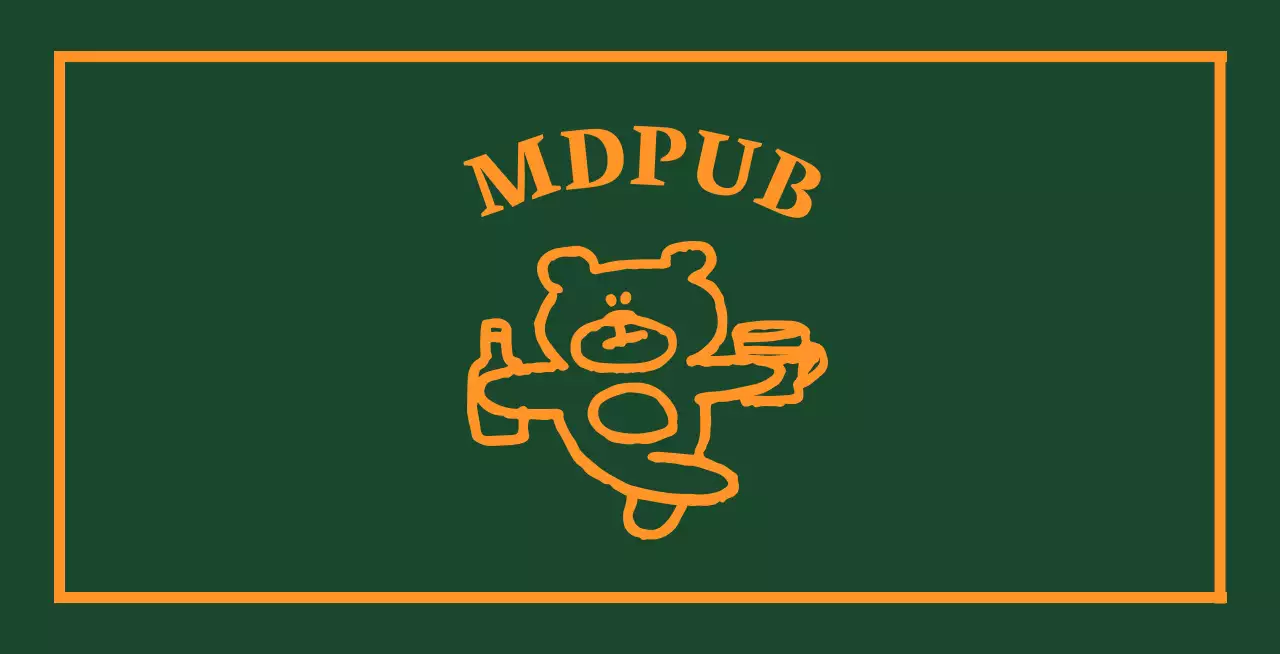 Faixa de pub verde com um rebordo amarelo com um ursinho de peluche a segurar uma garrafa de bebida