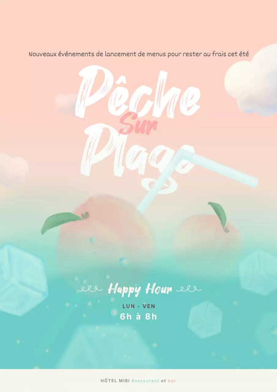 Promotion d'une nouvelle boisson avec des images de fruits roses et mentholés