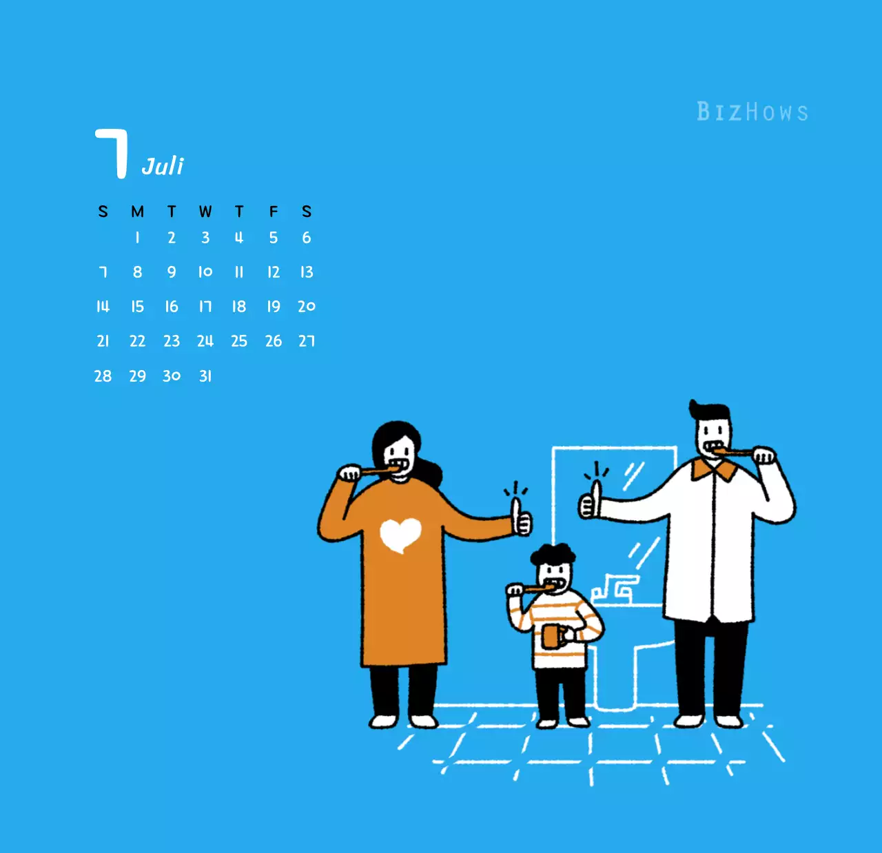 Neujahrskalender mit niedlichen Illustrationen