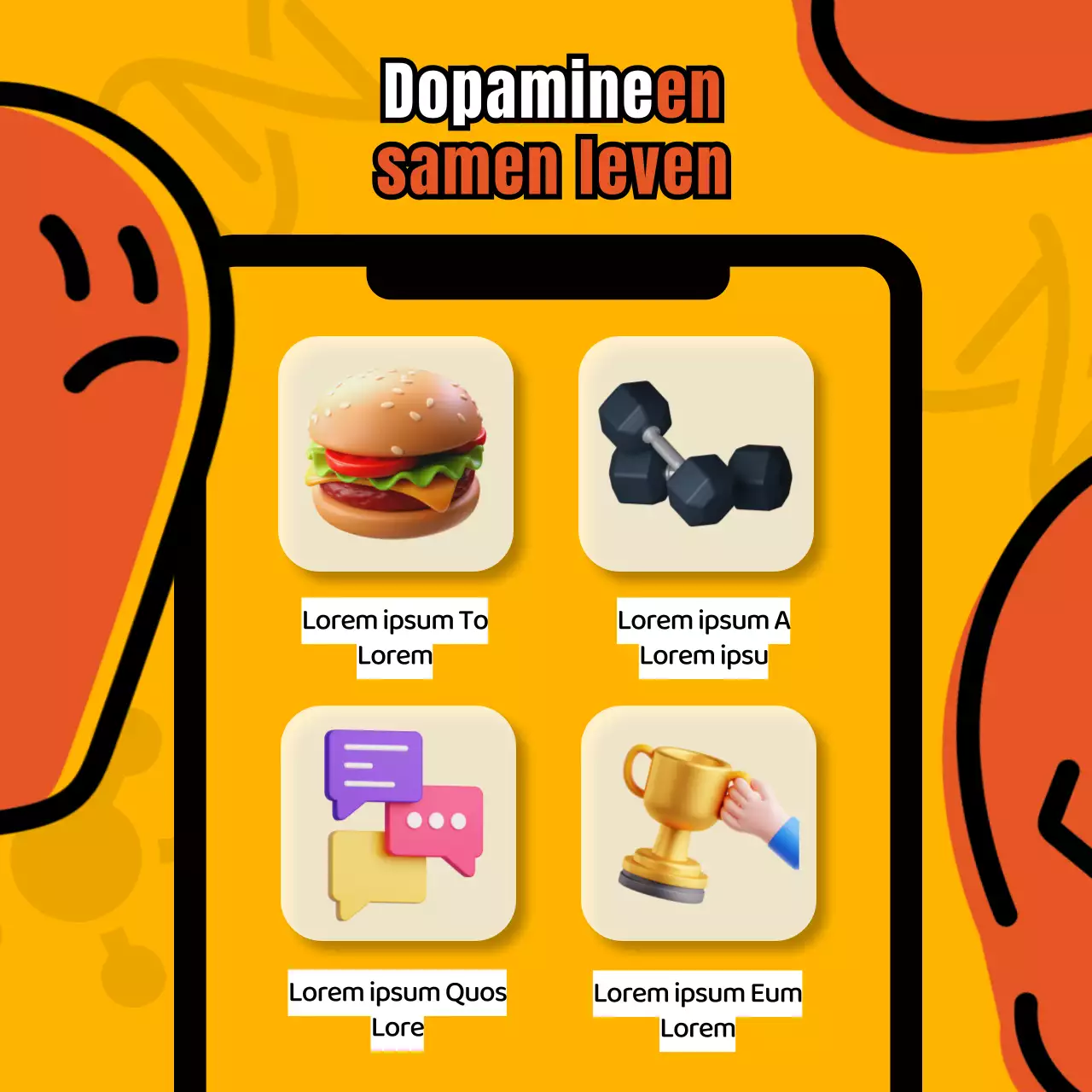 Ontwerp een kleurrijk, geïllustreerd telefoonframeInleiding tot Dopamine