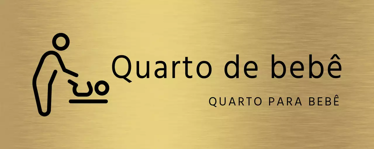 Sinal de espaço reservado simples com nome e ícone de quarto de criança a preto