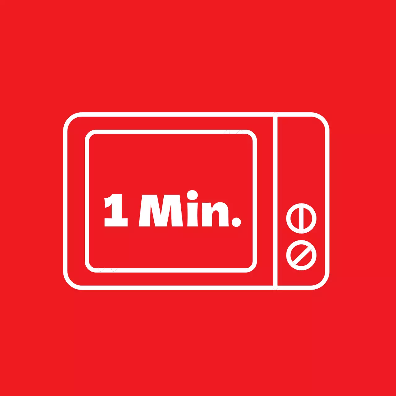 Rotes Etikett für intensives Garen in der Mikrowelle in 1 Minute