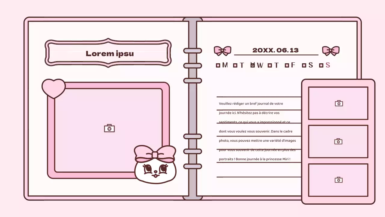 Kit de présentation du concept d'agenda mignon en rose