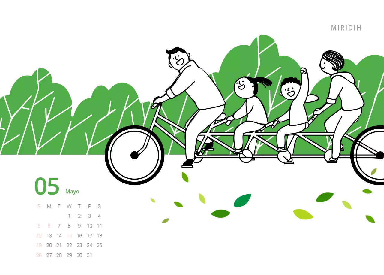 Calendario ilustrado multicolor