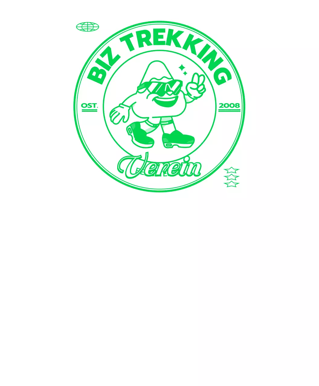 Hip Berg Zeichen Konzept Gruppe T-Shirt in grün und weiß.