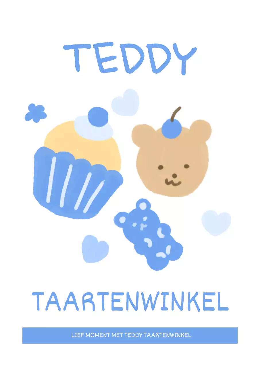 Taartenwinkel promotionele interieursticker met schattige illustraties in blauw