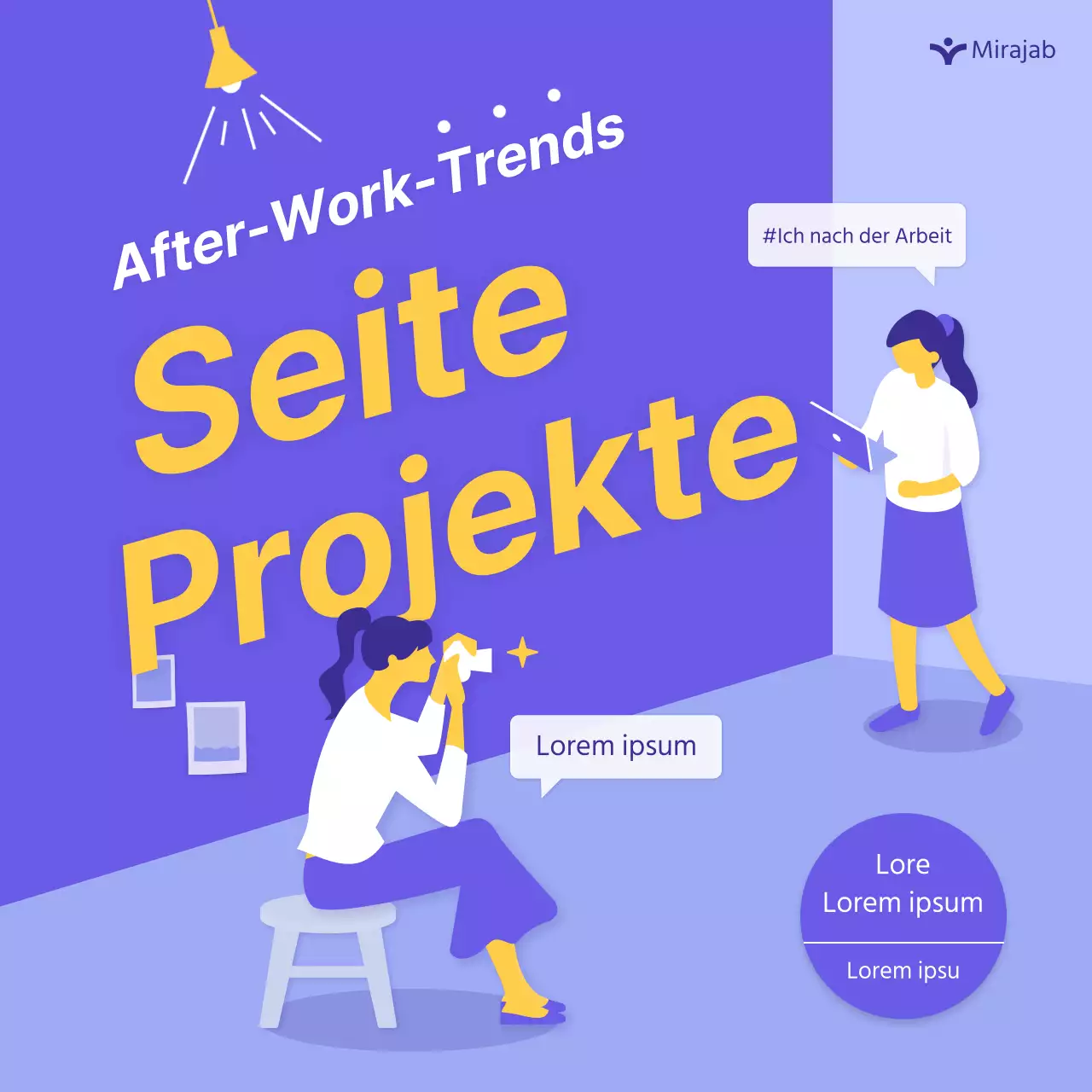 lila gelb illustration persönliche entwicklung nebenprojekt cardnews