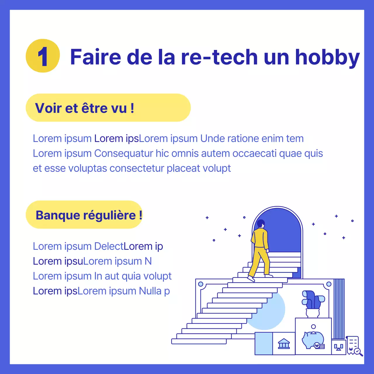 Des conseils financiers simples expliqués en bleu et en jaune