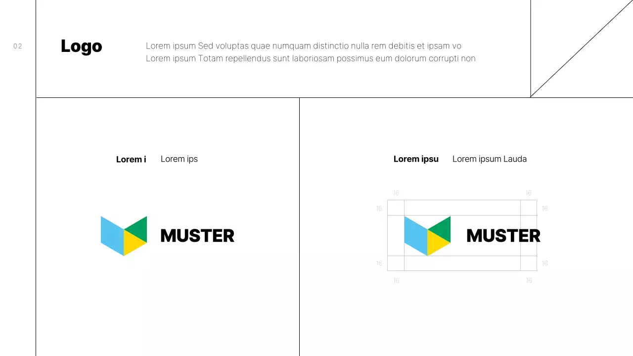 Einfacher Vorschlag für einen Markenleitfaden mit schwarzen Linien