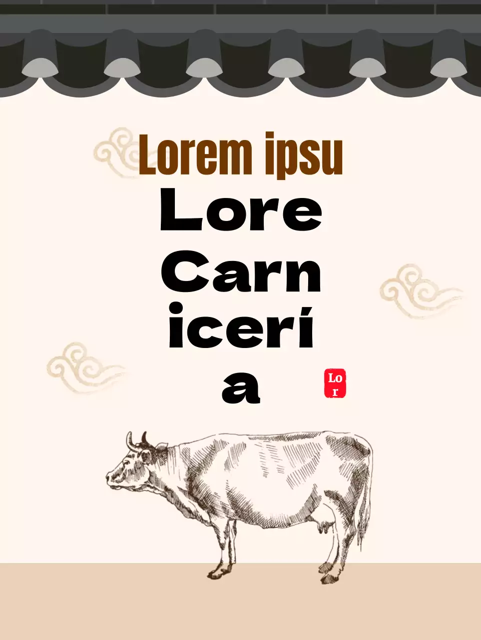 Carnicería de concepto tradicional en una casa de azulejos beige