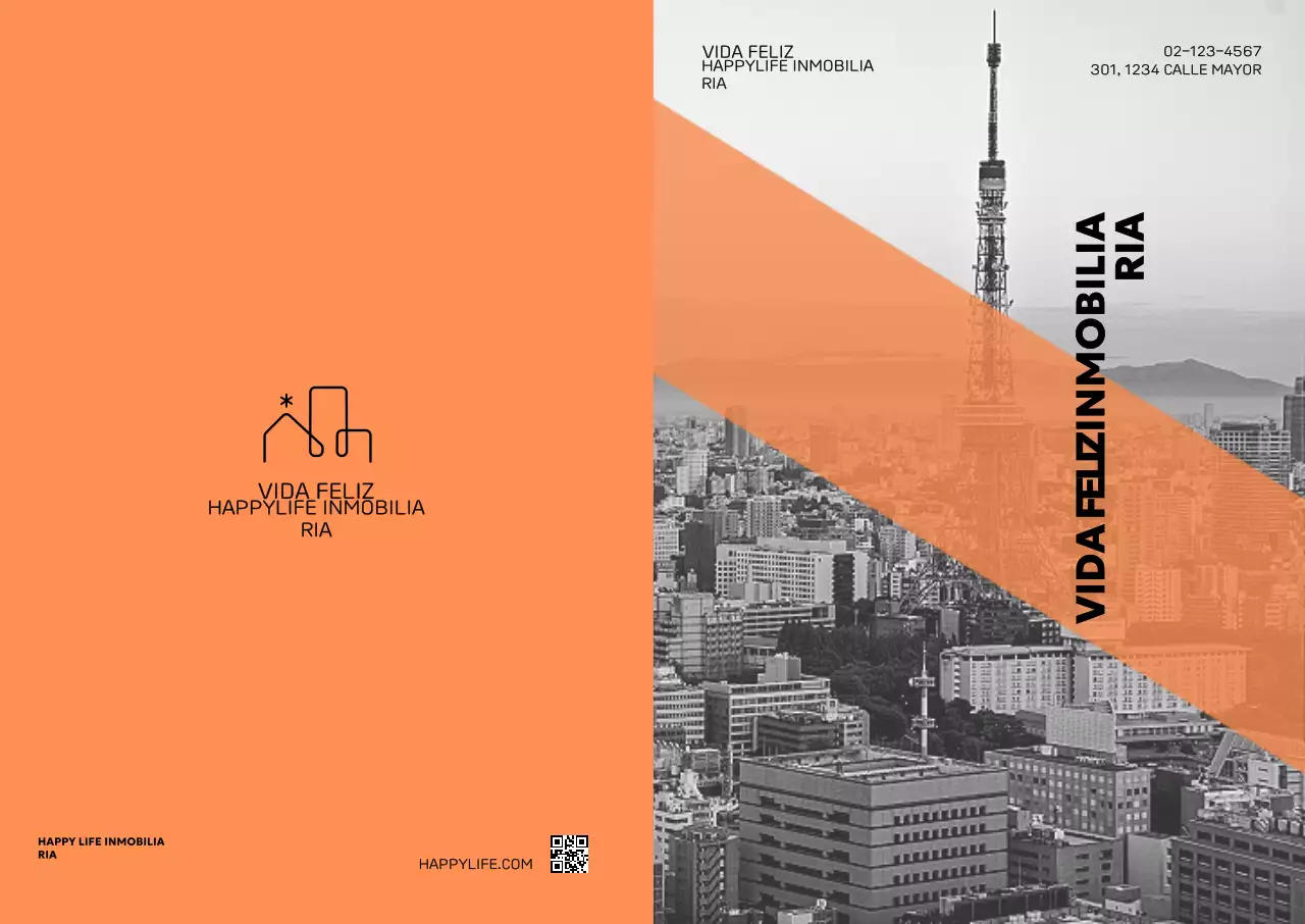 Anuncio inmobiliario moderno en naranja