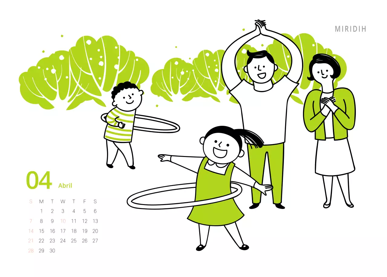 Calendario ilustrado multicolor