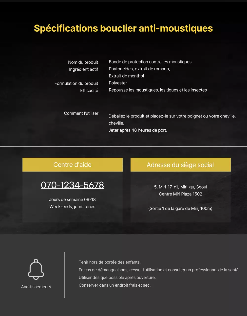 Promouvoir les produits anti-moustiques avec un aspect sombre, semblable à celui d'une affiche de film.