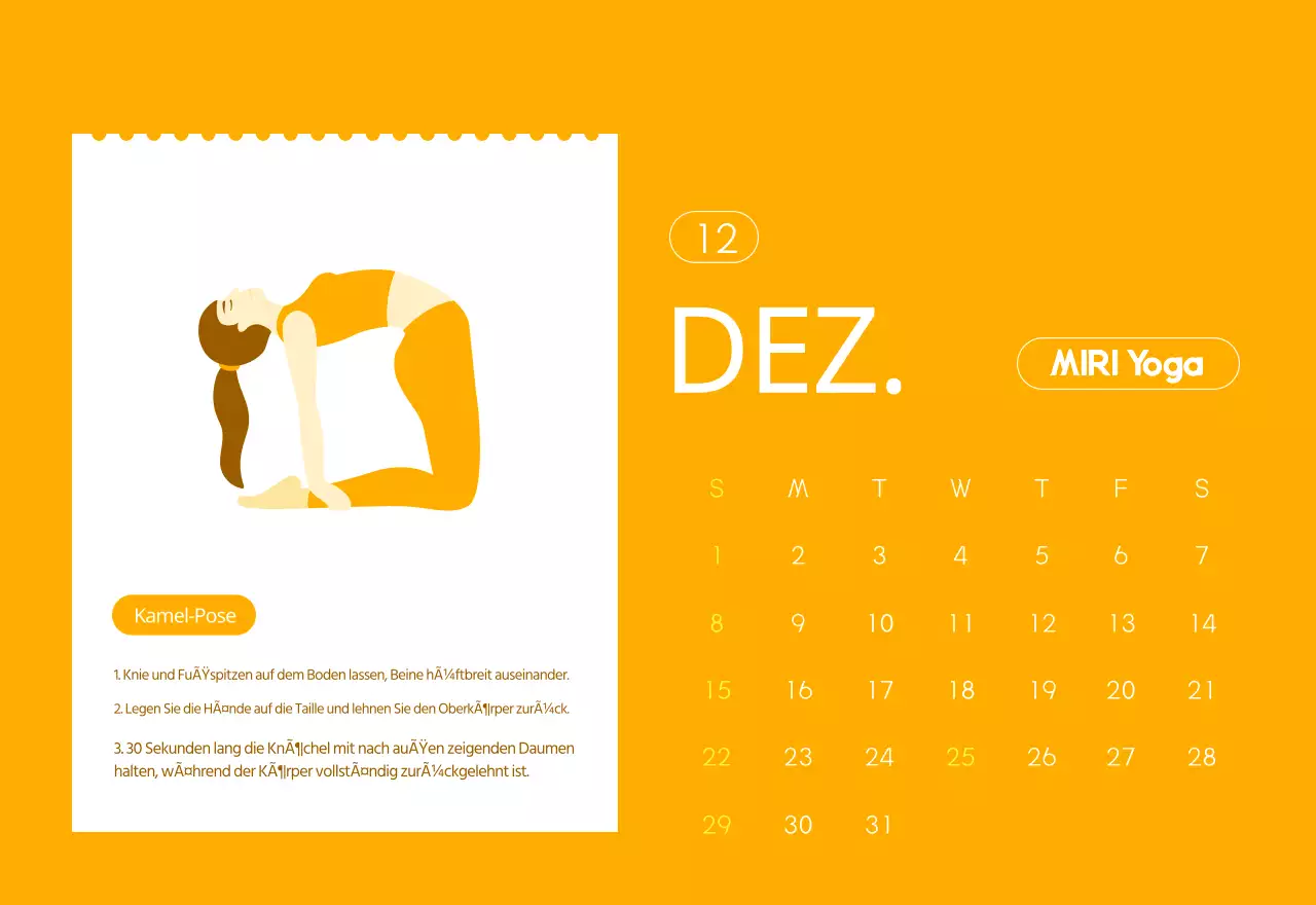 Orangefarbene Kalender zum Verschenken bei der Werbung für Ihr Yogastudio