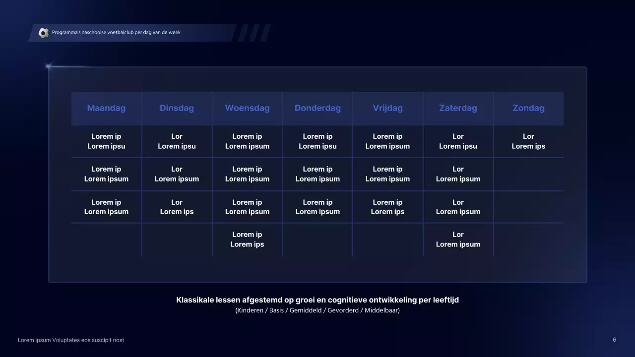 Sodomie's cyber-conceptuele naschoolse programma voetbalclub wervingsgids