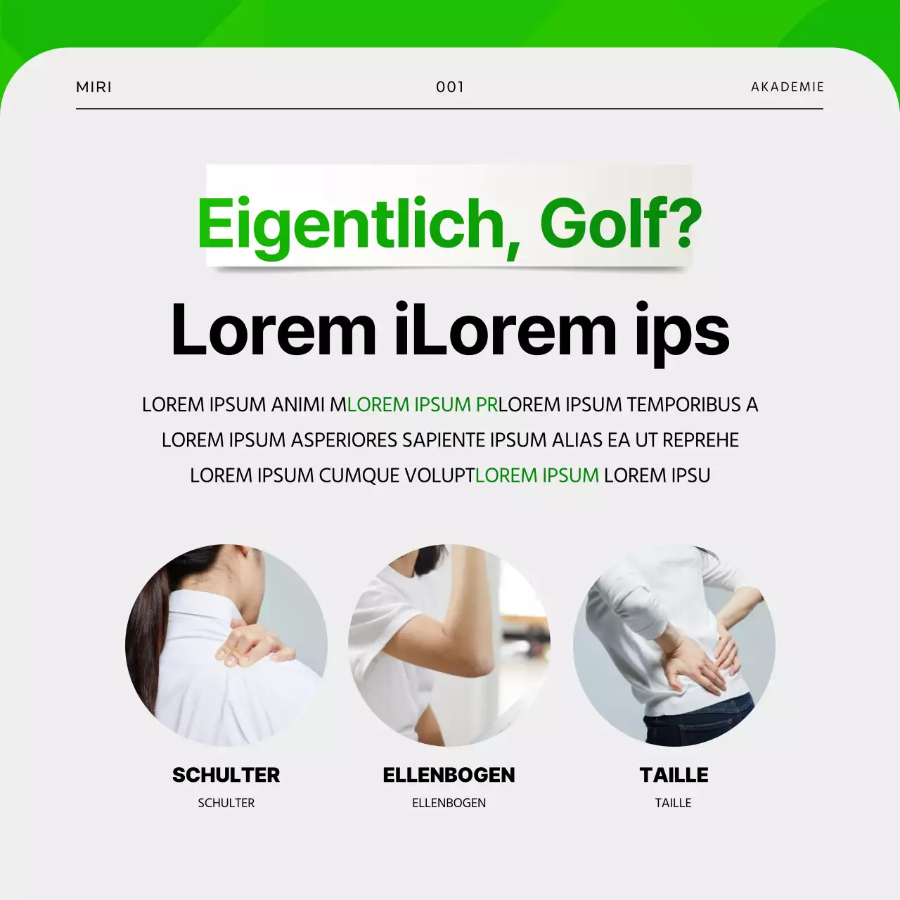 Golfverletzungen in Green und Grey CardNews
