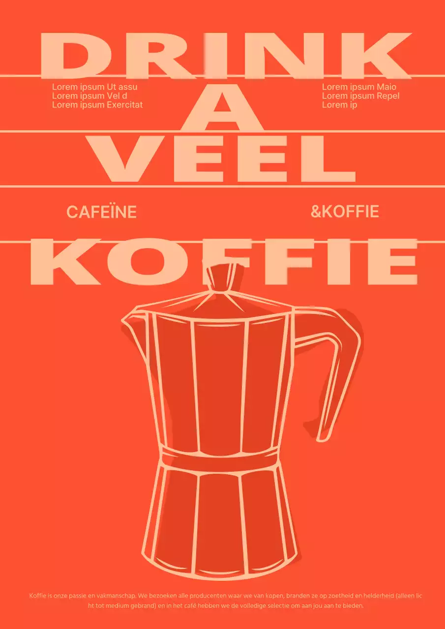 Cafe etalage poster in rood en koraal