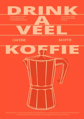Cafe etalage poster in rood en koraal