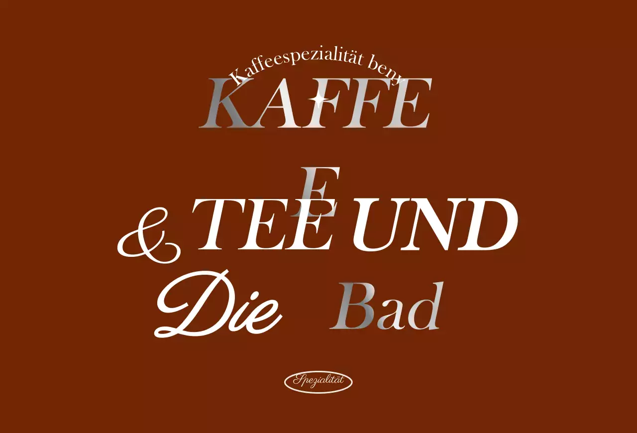 Sentimentaler Cafe-Schriftzug in Braun und Silber