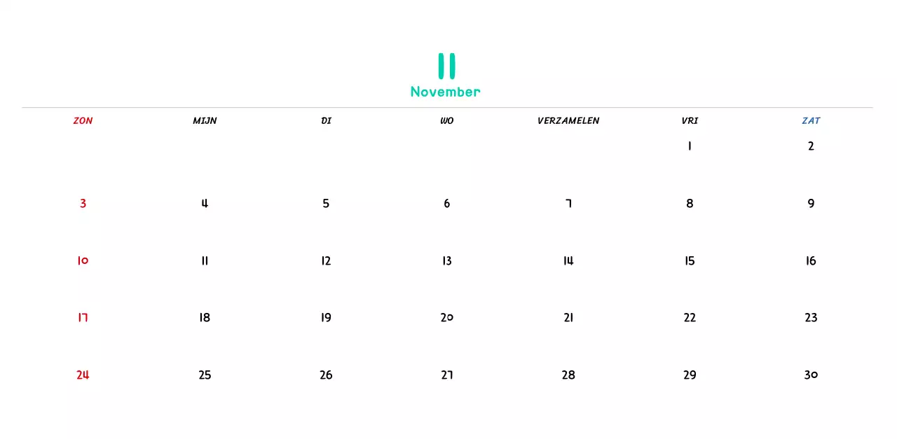 Nieuwjaarskalender met schattige lijnillustraties