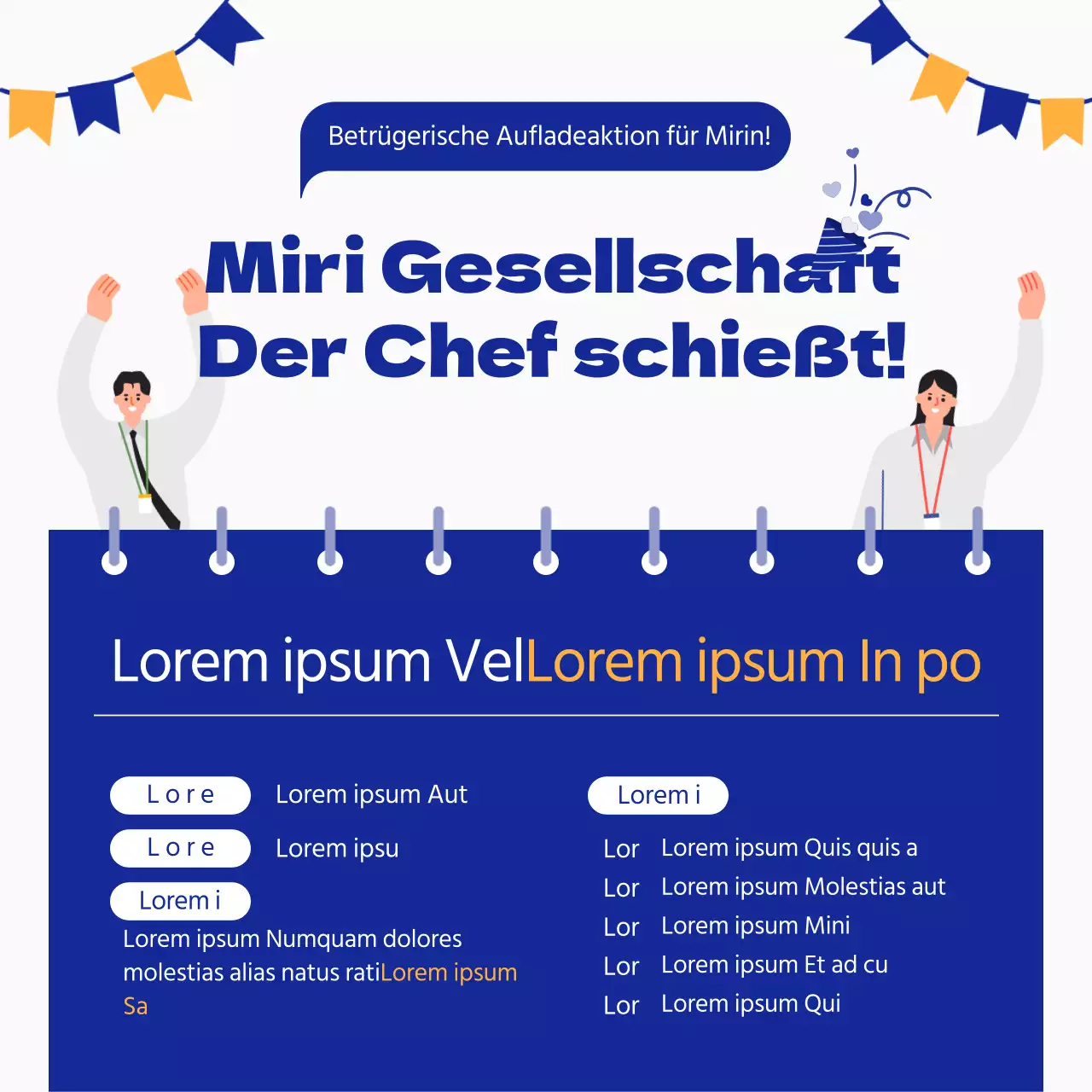 Illustrationskonzept in Blau und Gelb für die Veranstaltung zum 1. Mai