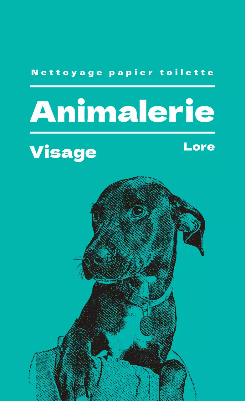 Étiquette illustrée turquoise pour animalerie